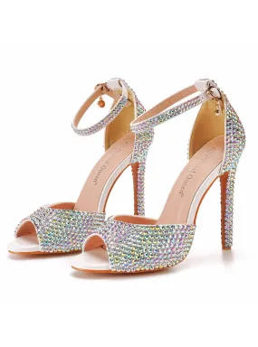 11cm Fish Mouth Rhinestone High-heeled Sandals