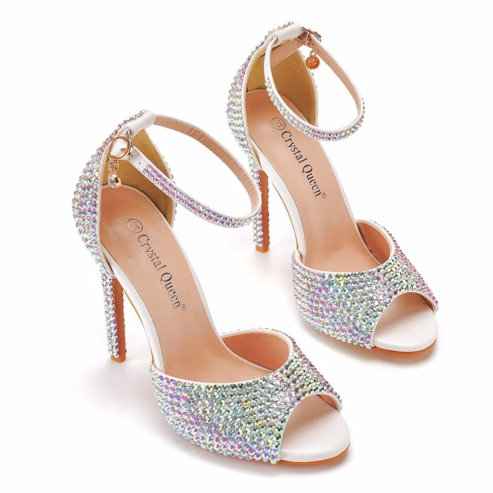 11cm Fish Mouth Rhinestone High-heeled Sandals