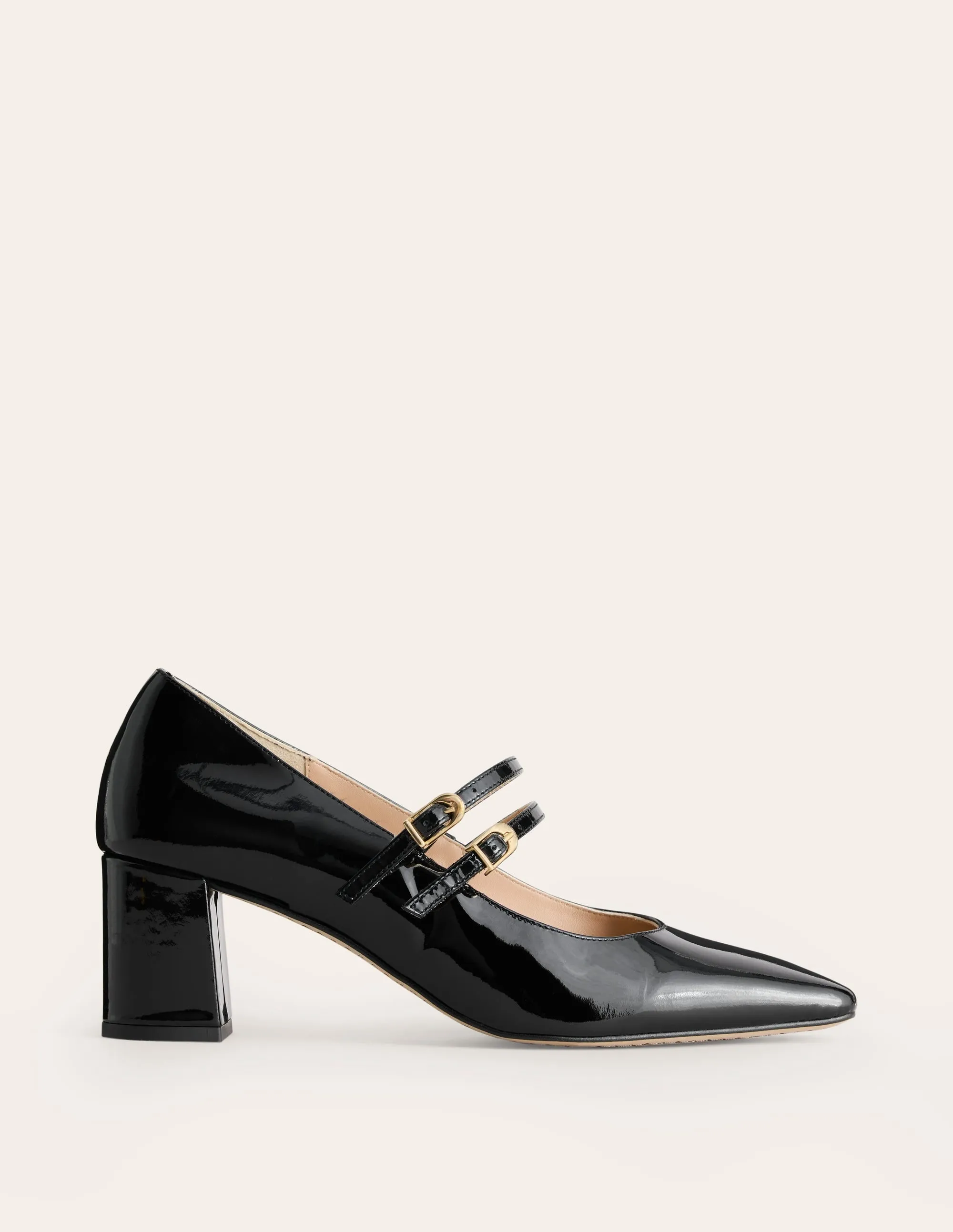 Block Heel Pump-Black Patent