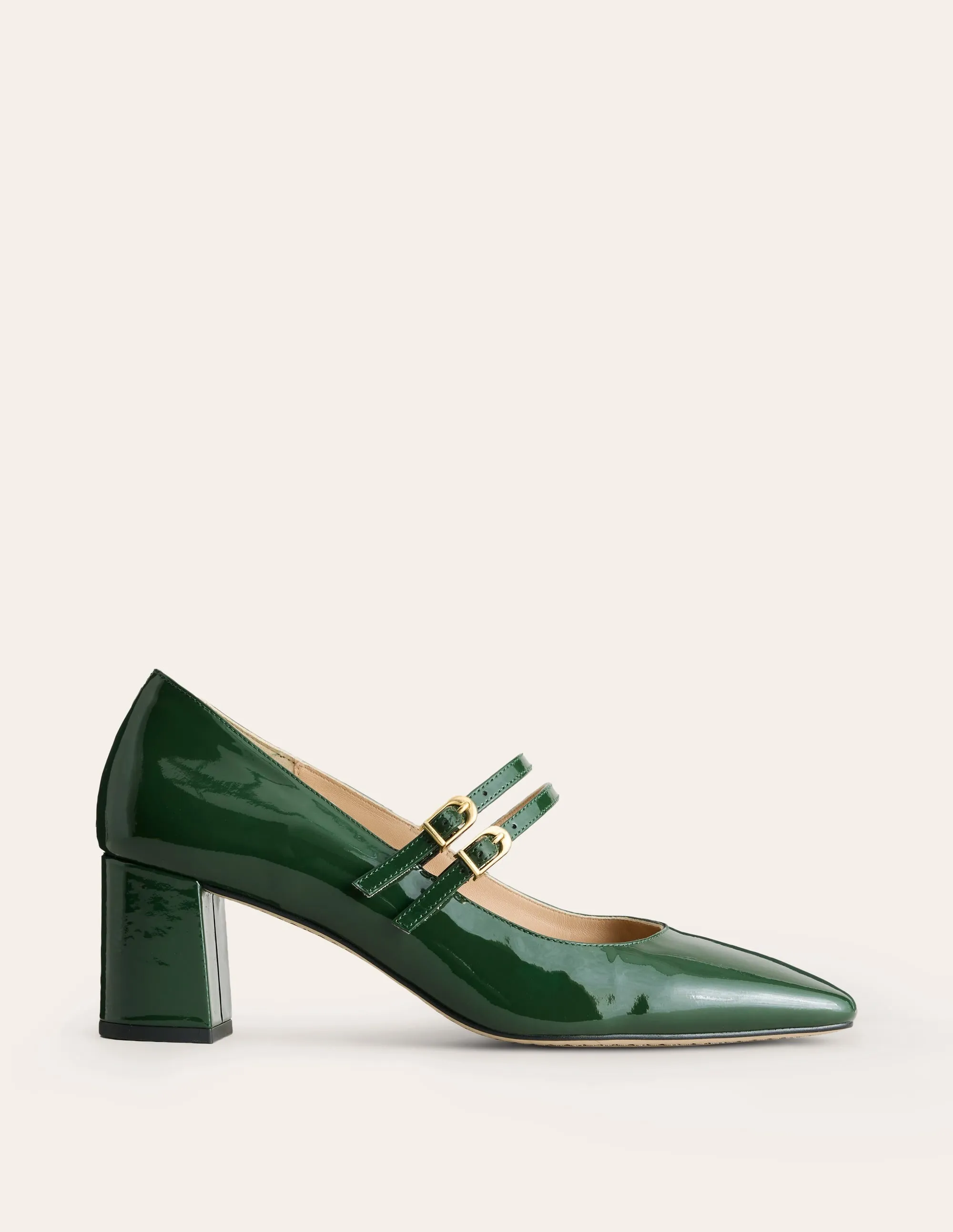 Block Heel Pump-Dark Green Patent