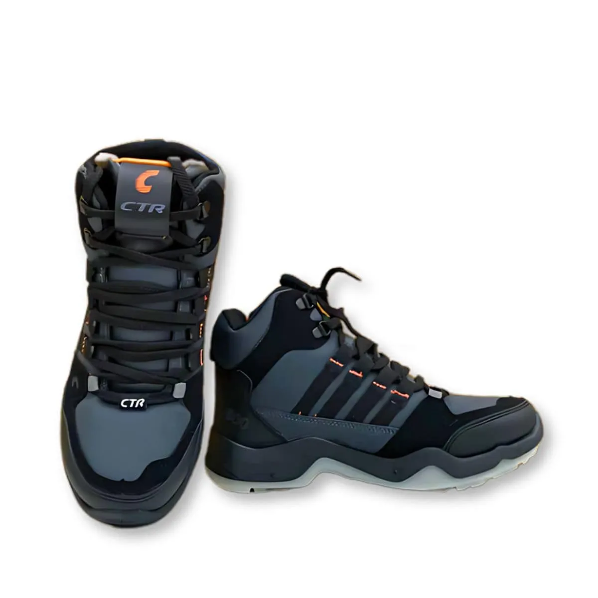 CTR Rub-600 High Ankle Trekking and Hiking Shoes - Dark Grey   Black