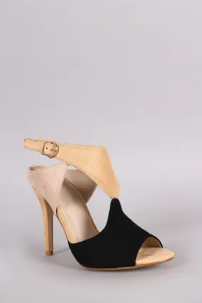 Cutout Block Color Peep Toe Stiletto Heel