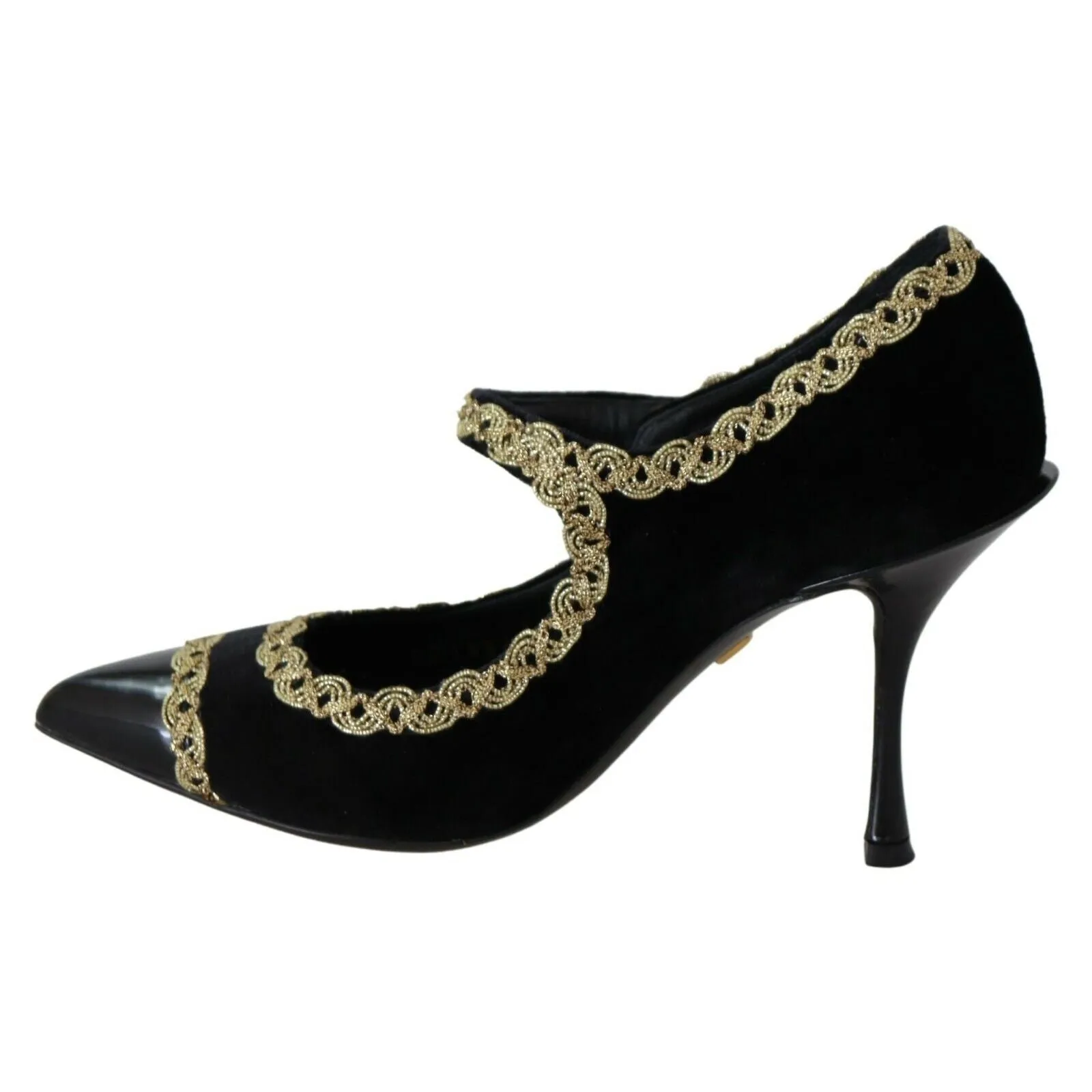 Dolce & Gabbana Elegant Gold-Embroidered Black Velvet Pumps