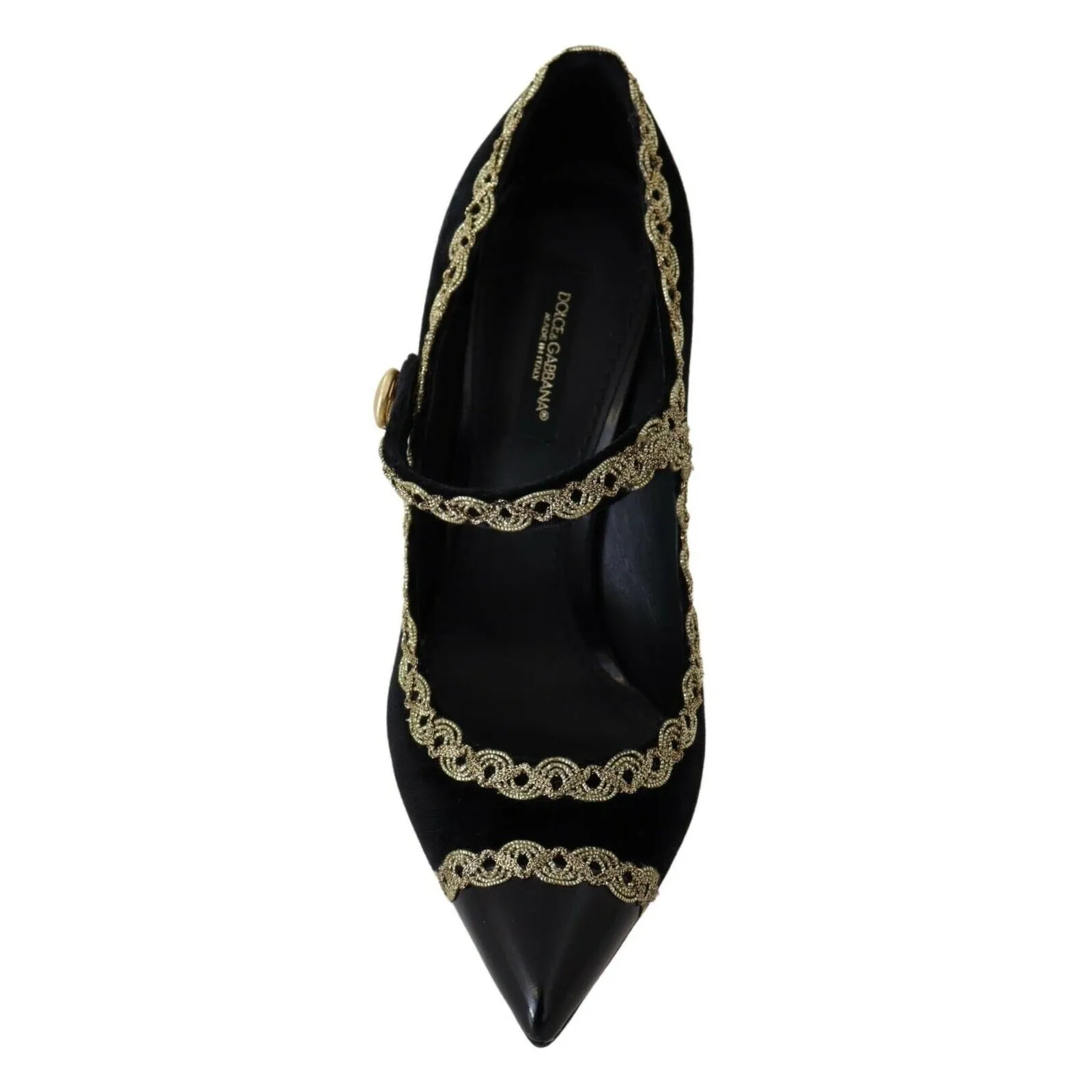 Dolce & Gabbana Elegant Gold-Embroidered Black Velvet Pumps