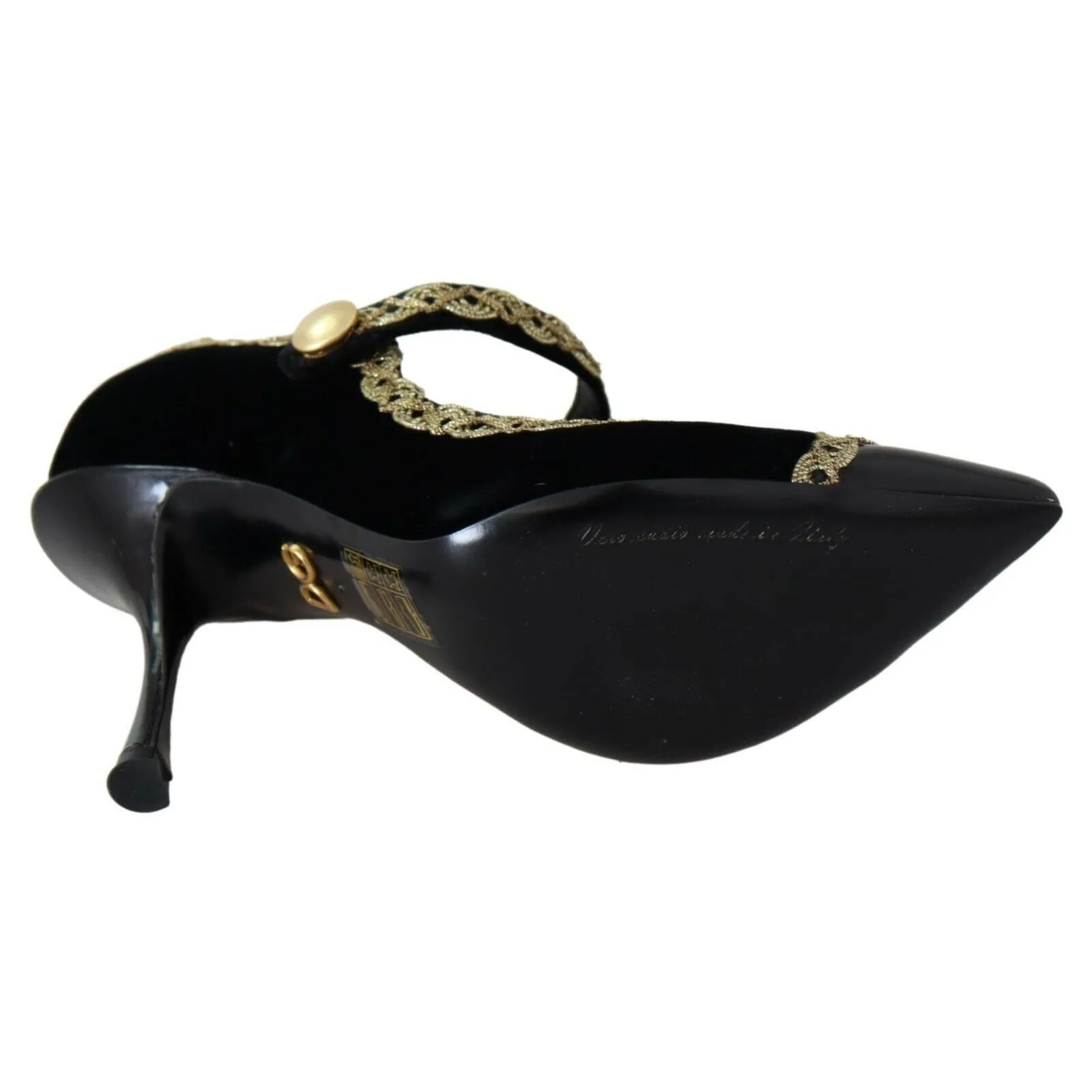 Dolce & Gabbana Elegant Gold-Embroidered Black Velvet Pumps