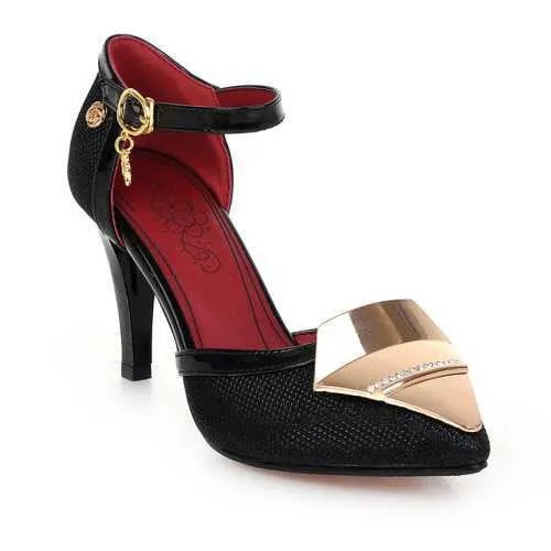 Elegant Female Shoes With Metal Decoration