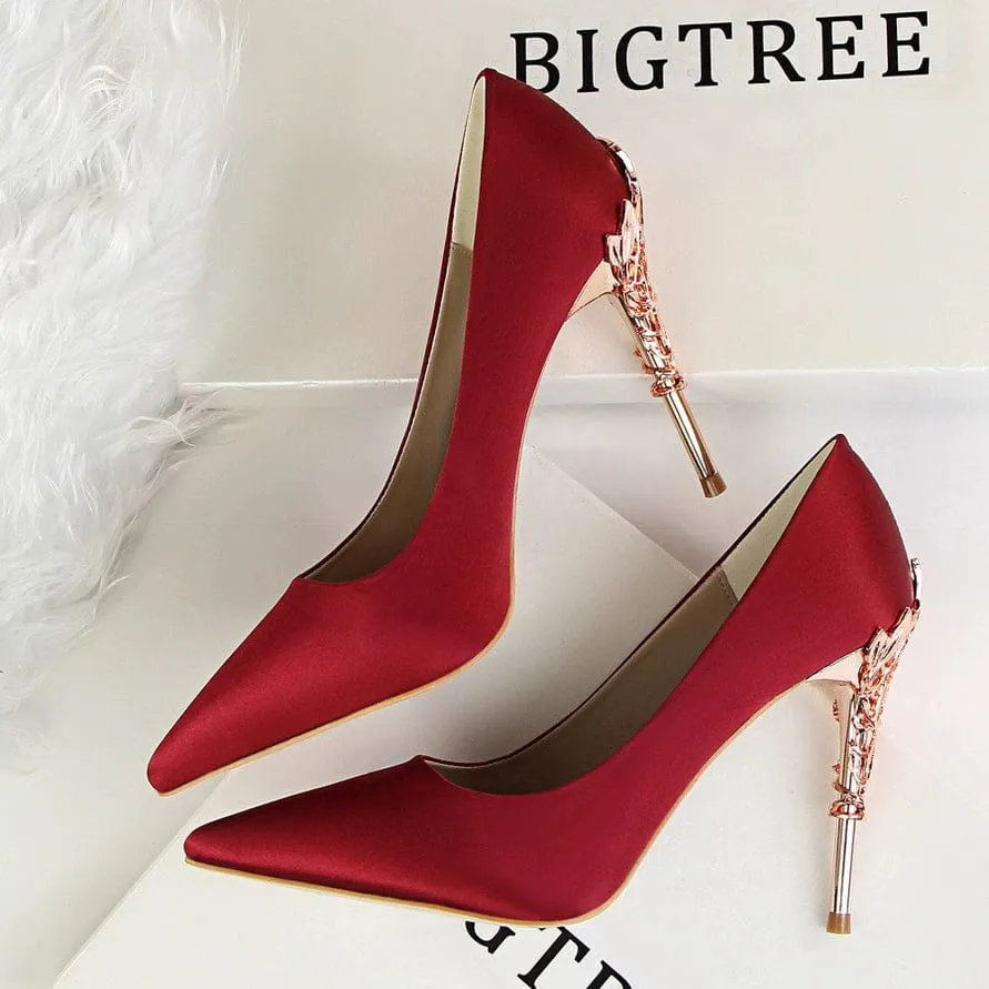 Elegant Silk Thin High Heel Pumps