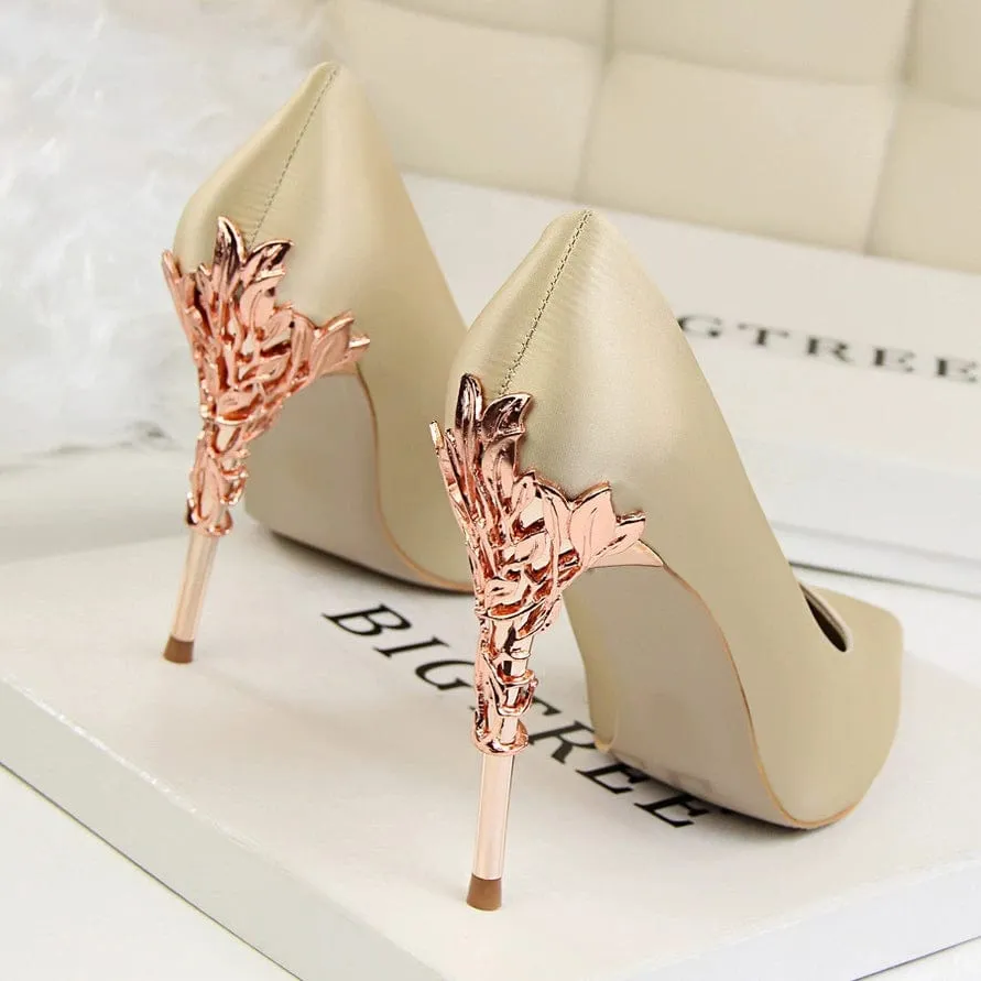 Elegant Silk Thin High Heel Pumps