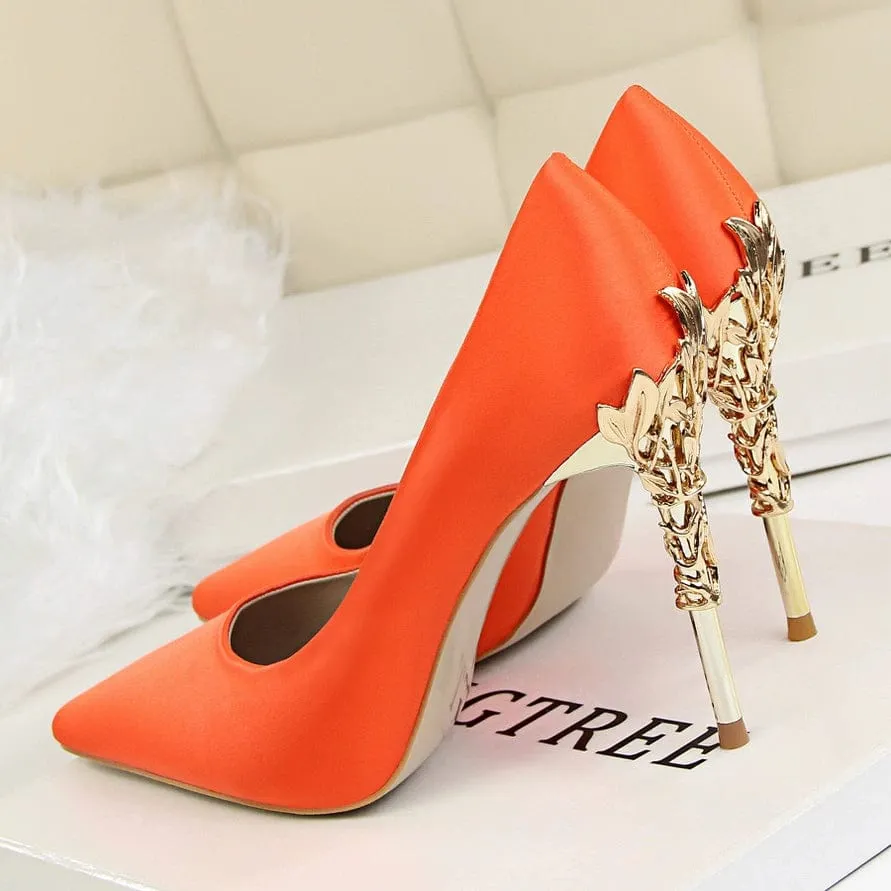 Elegant Silk Thin High Heel Pumps