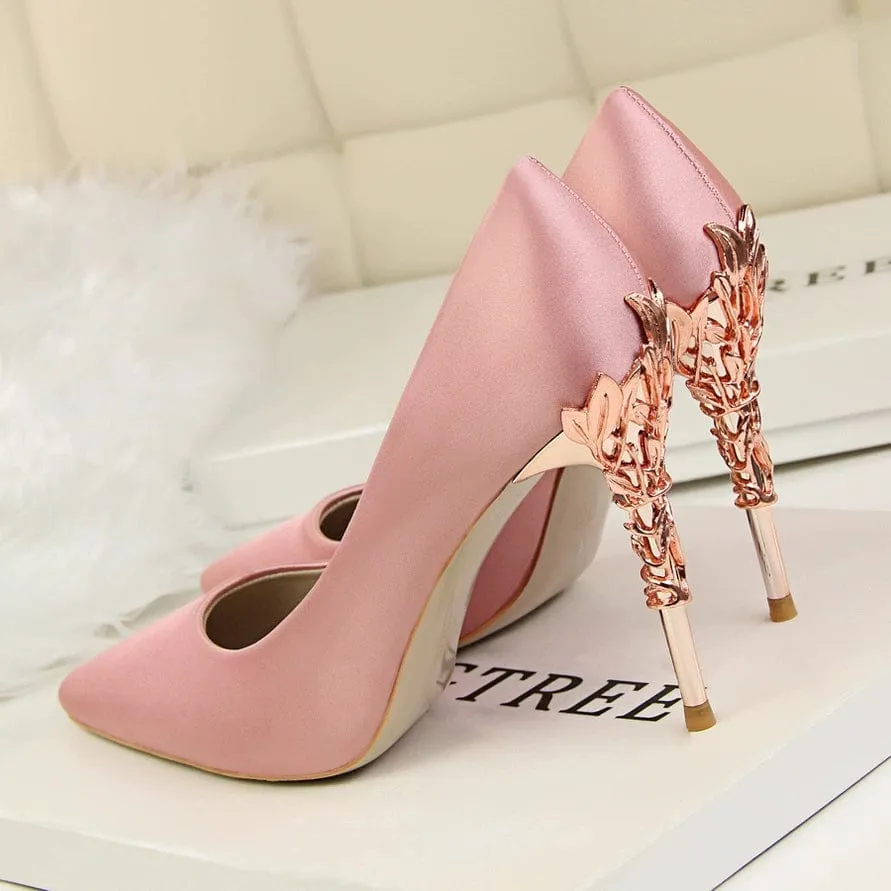 Elegant Silk Thin High Heel Pumps