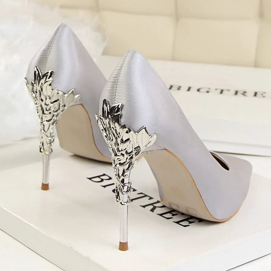 Elegant Silk Thin High Heel Pumps