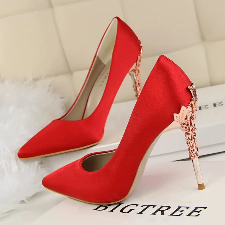 Elegant Silk Thin High Heel Pumps