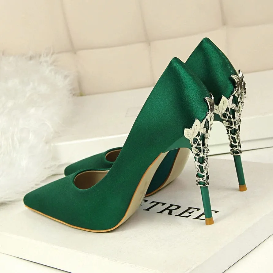 Elegant Silk Thin High Heel Pumps