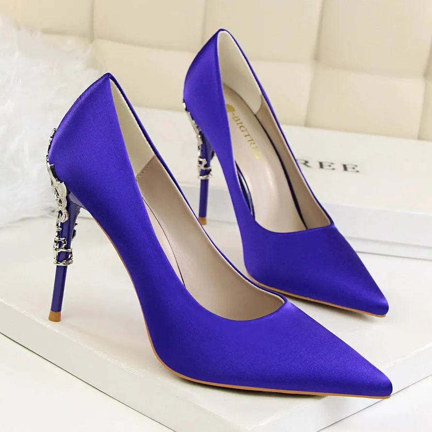 Elegant Silk Thin High Heel Pumps