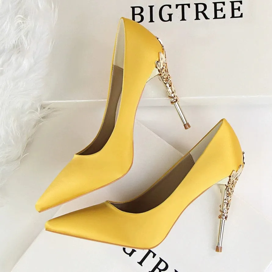 Elegant Silk Thin High Heel Pumps