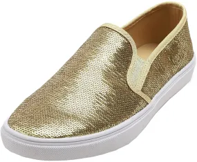 Fashion Slip-On Gold Sequin Casual Flat Loafers