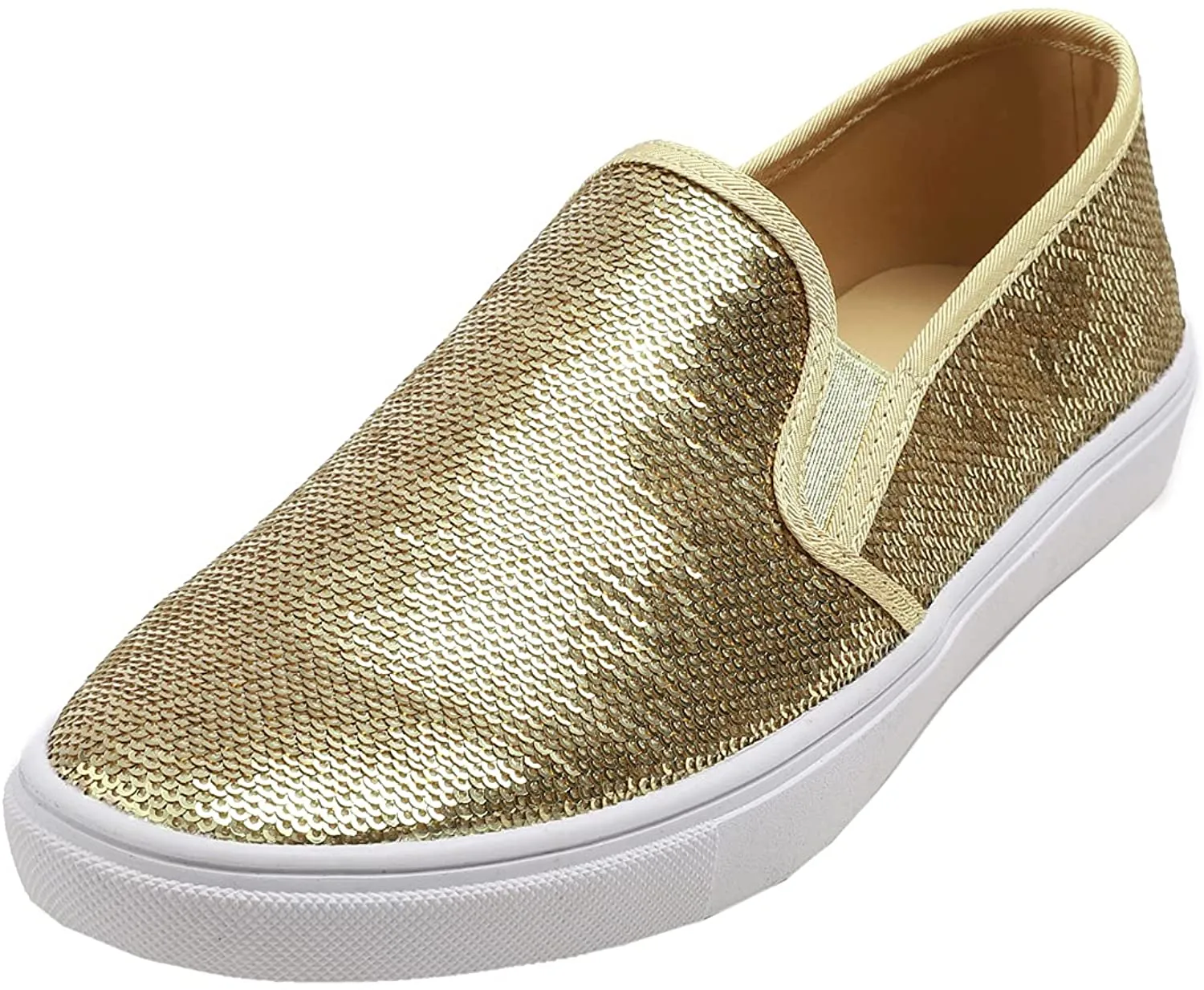 Fashion Slip-On Gold Sequin Casual Flat Loafers