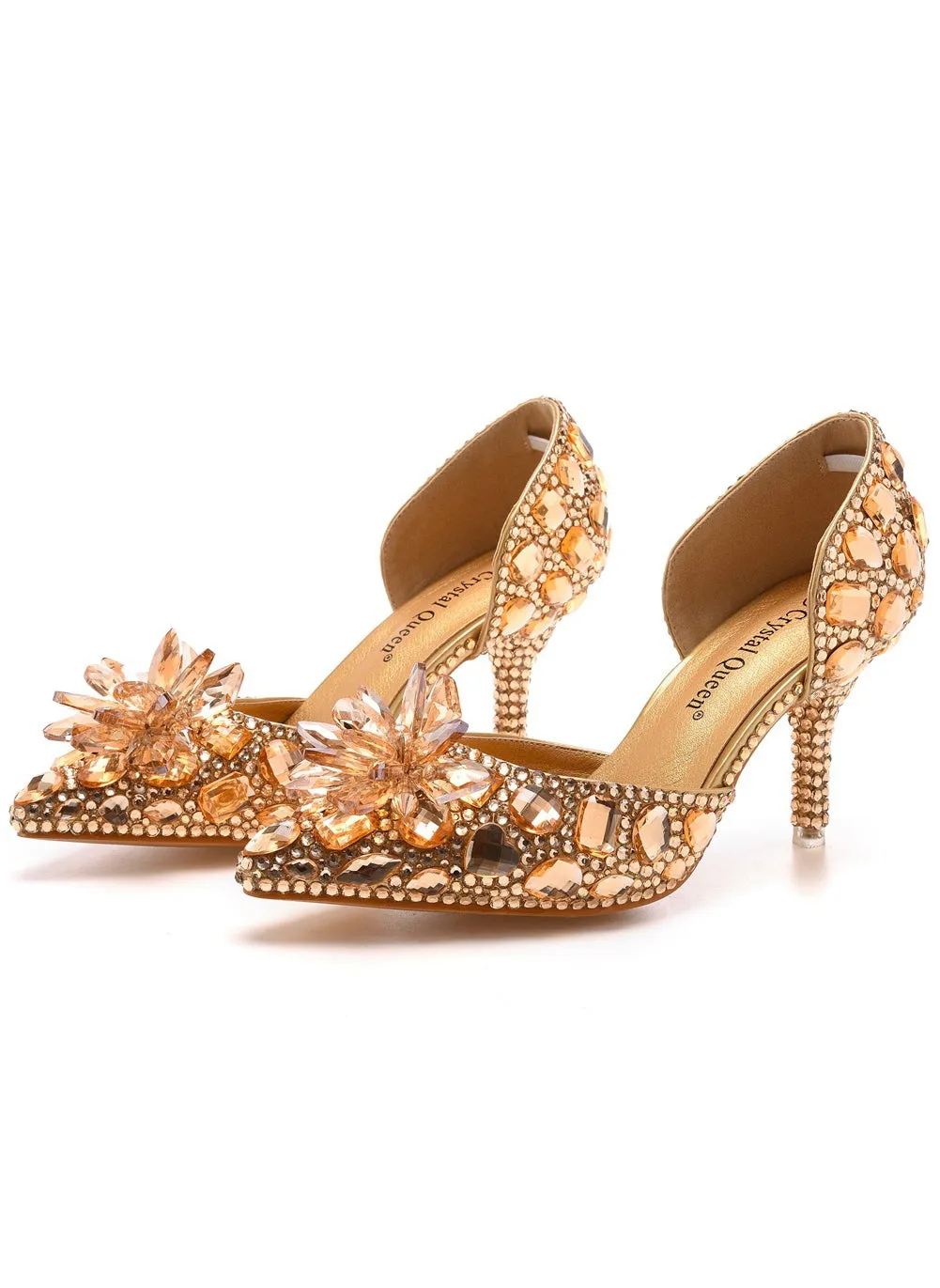 Fine-heeled Pointed Rhinestone Sandals