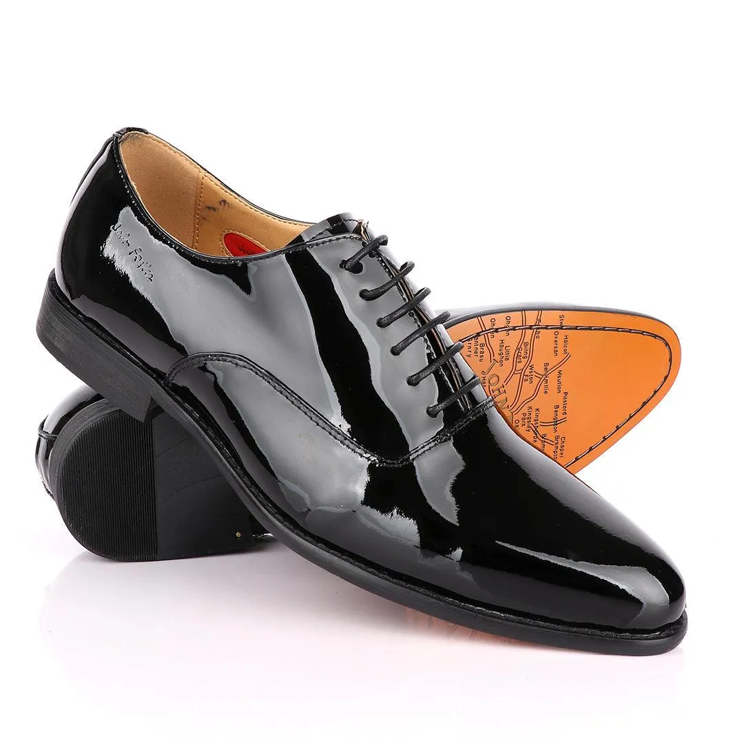 John Foster Black Patent Lace Up Wetlips Shoe