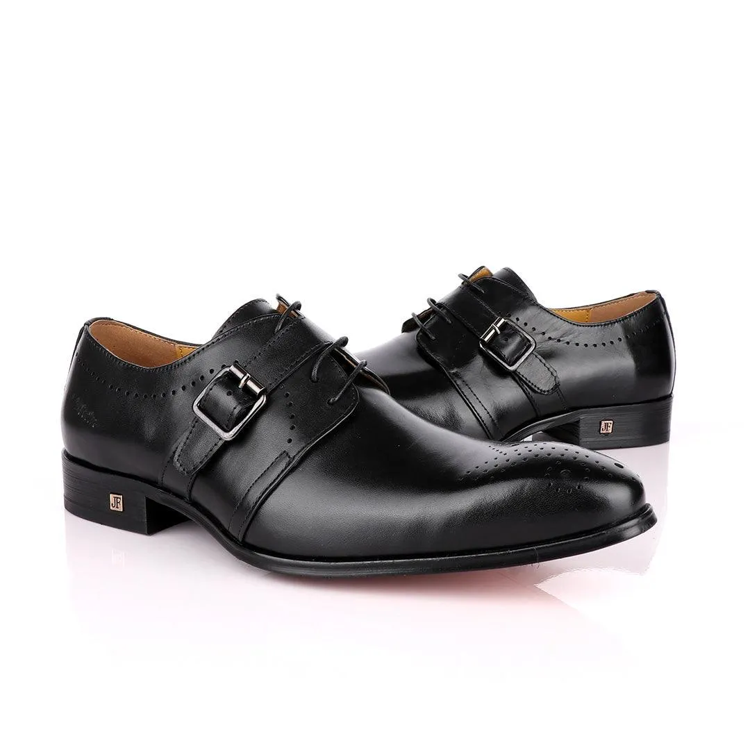 John Foster Plain Black Single Strap Buckle Oxford Shoe