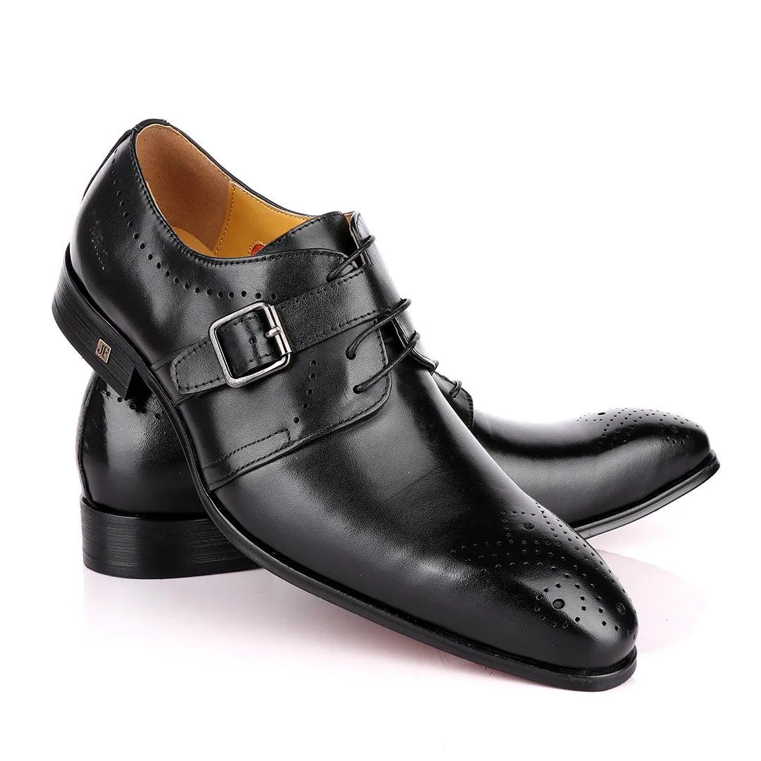 John Foster Plain Black Single Strap Buckle Oxford Shoe