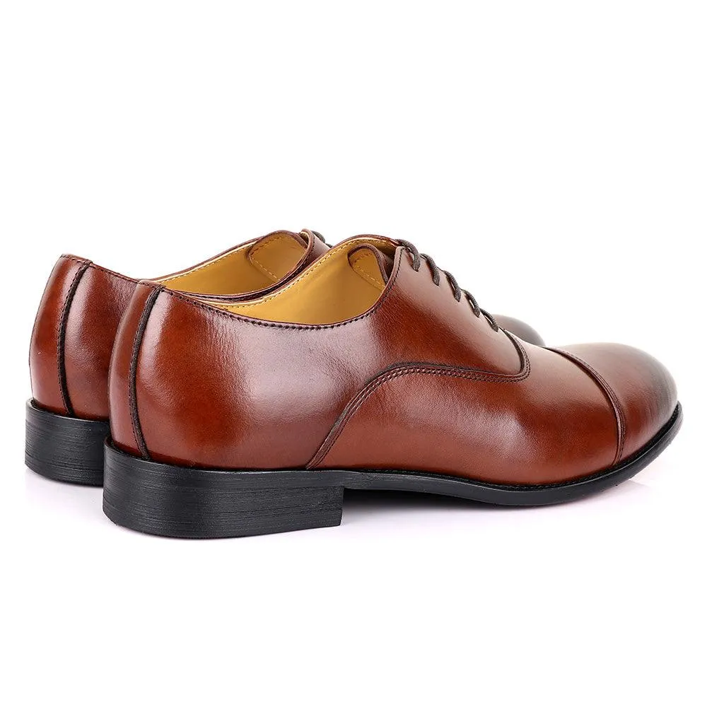 John Mendson Oxford Plain Brown Leather Shoe