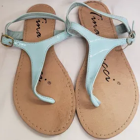 Laney -- Women's Thong Flat Sandal -- Light Blue Patent