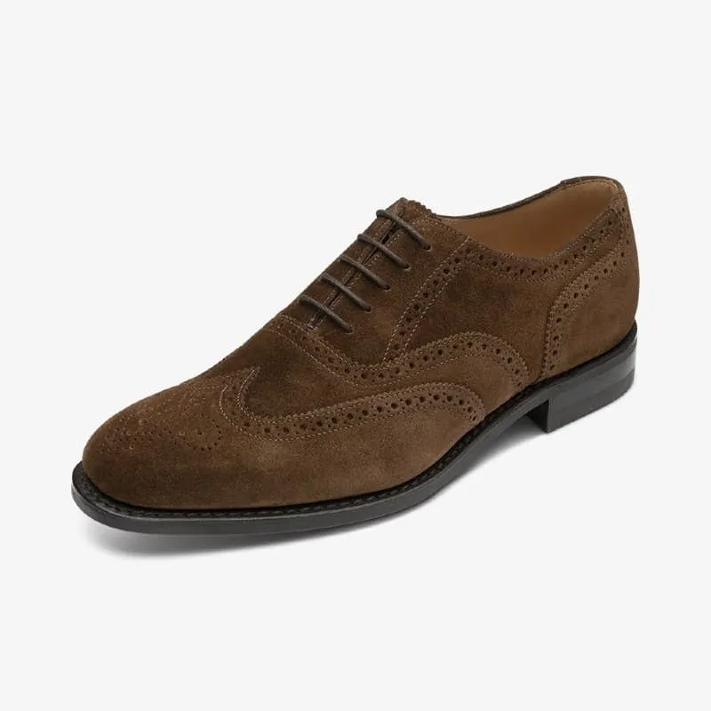 Loake 302 Brogued Suede Mens Shoe - Brown Suede