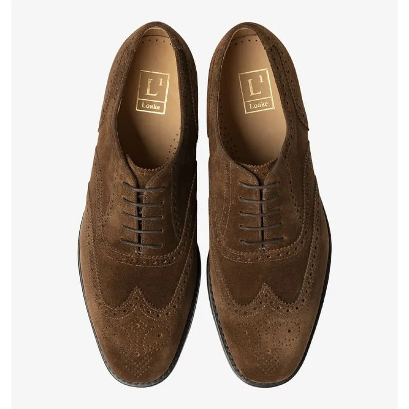 Loake 302 Brogued Suede Mens Shoe - Brown Suede