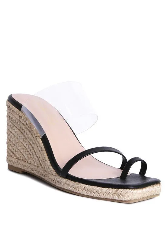 London Rag Clear Path Toe Ring Espadrilles Wedge Sandals