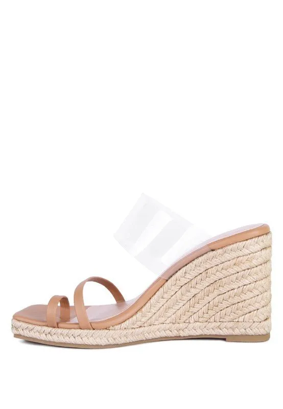 London Rag Clear Path Toe Ring Espadrilles Wedge Sandals