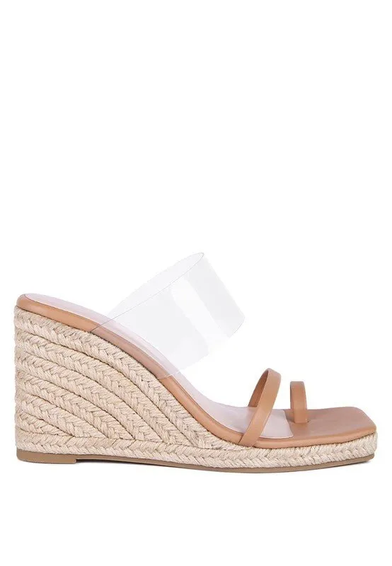 London Rag Clear Path Toe Ring Espadrilles Wedge Sandals