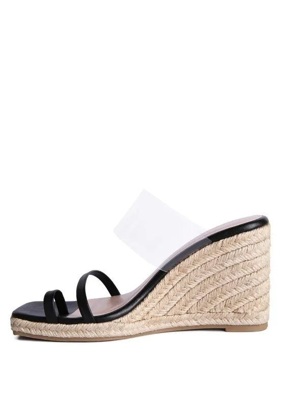 London Rag Clear Path Toe Ring Espadrilles Wedge Sandals