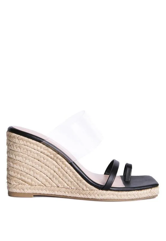 London Rag Clear Path Toe Ring Espadrilles Wedge Sandals