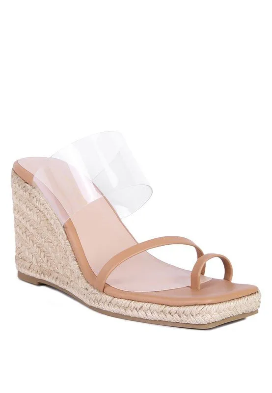 London Rag Clear Path Toe Ring Espadrilles Wedge Sandals