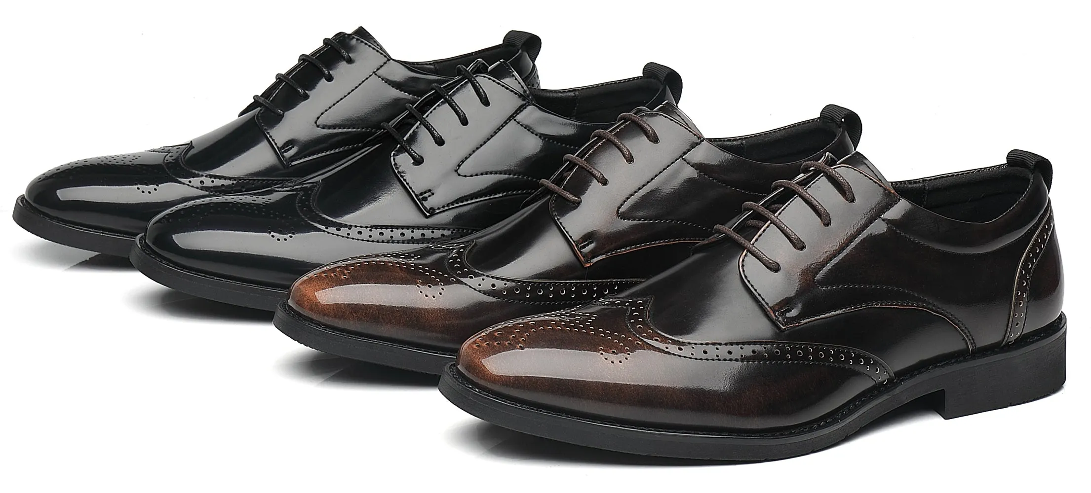 Men's Wingtip Derby Shoes Black Bronze