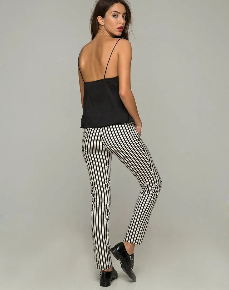 Ruska Jeans in Mini Pinstripe Black and White