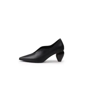 Scalloped Edge Pot Heel Pumps