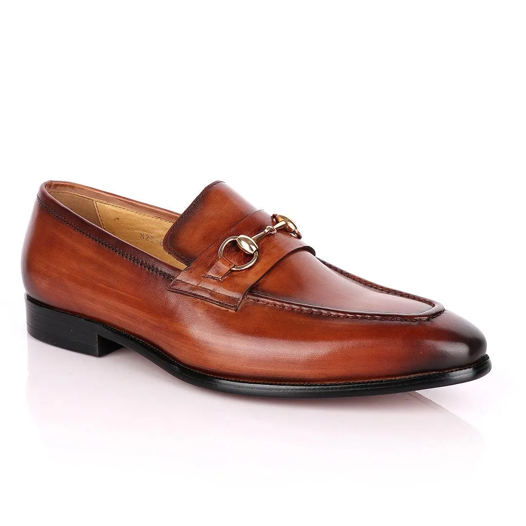 Terry Taylors Brown Leather with Golden Chain Loafers Shoe