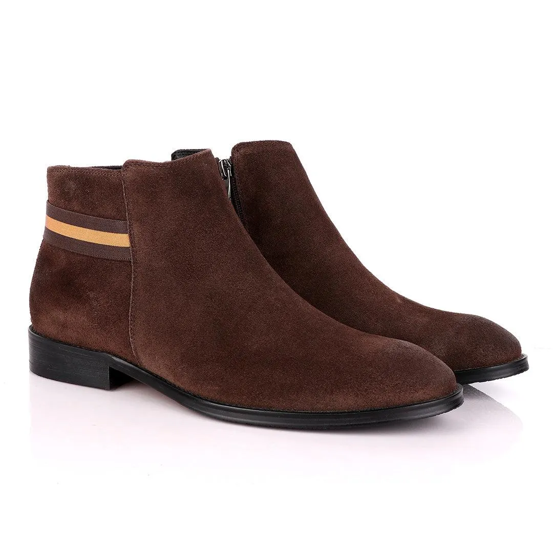 Terry Taylors Coffee Brown Suede Chelsea Formal Boot.