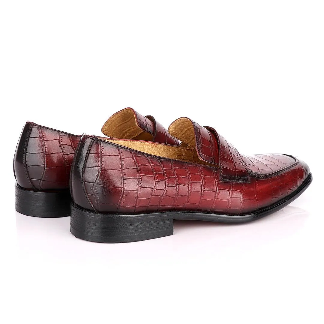 Terry Taylors Croc Leather Wine Slip On Shoe