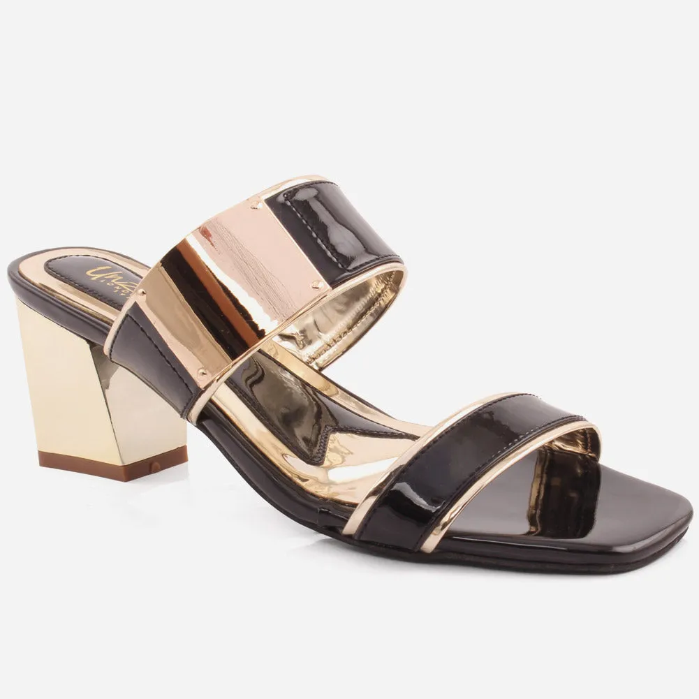 WOMEN "KEY" BLOCK HEEL STYLISH SLIPON SANDALS